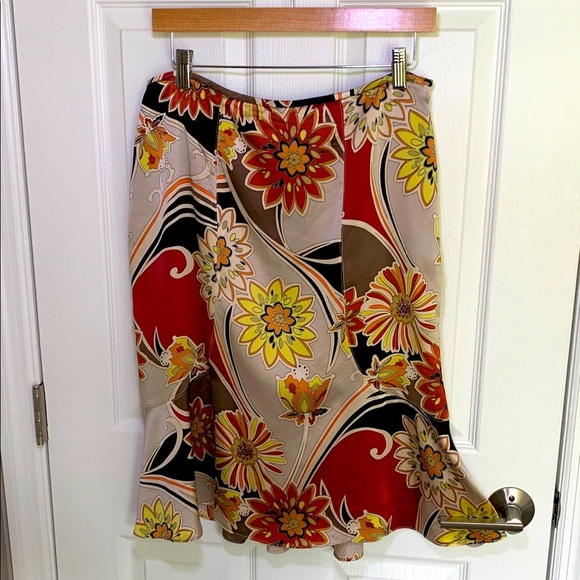 Drama Dresses & Skirts - Drama retro floral print silk skirt size 10